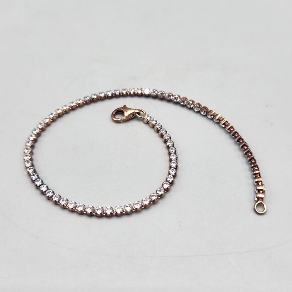 Sterling Silver Plated Rhinestone Tennis Bracelet Italy - Picture 1 of 8